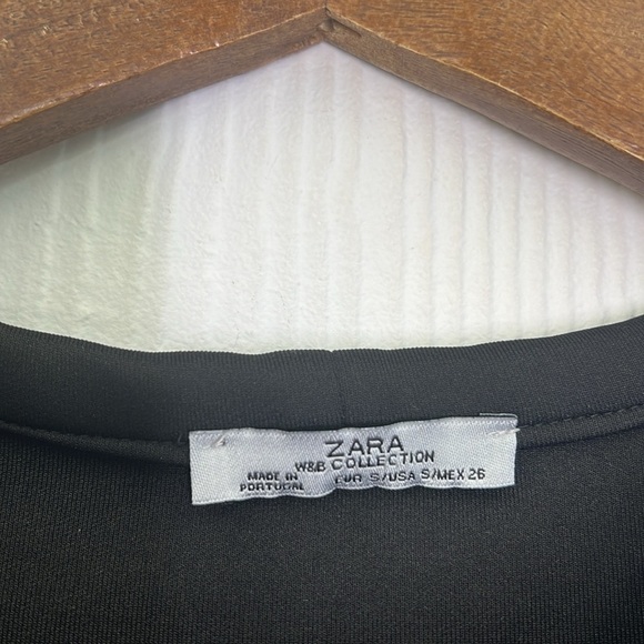 Zara - Black Short Sleeve Ruffle Lightweight  Crewneck Mini Dress Size Small - Picture 8 of 10